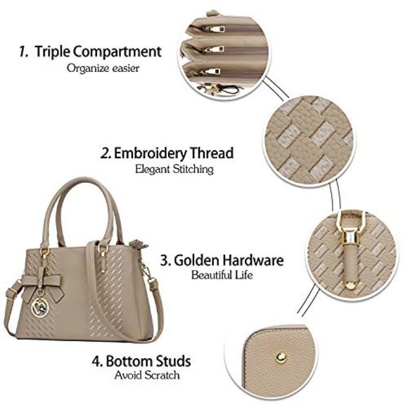 Khaki Quilted Vegan Shoulder Satchel Satchels